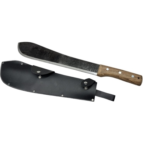 Machete con manico in legno e fodero in cuoio 45 cm