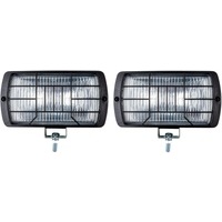 Coppia fari da lavoro rettangolare 174X192mm con griglia, lampadine incluse