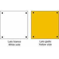 Targa ripetitrice in alluminio quadrata gialla e bianca per rimorchi agricoli 165x165 mm