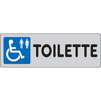 Targa segnaletica adesiva toilette disabili - Vinile cm 15x5