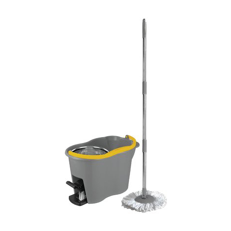 Secchio mop lava pavimento centrifuga set apex - Pp lt 12 + mop + manico inox cm 85/115