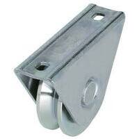 Ruota cancello a saldare gola v 412 combi - Zincata supporto a cavallotto mm 100