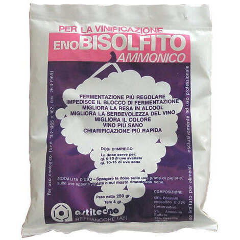 Enobisolfito 250 gr regolatore specifico della fermentazione per vino enologia