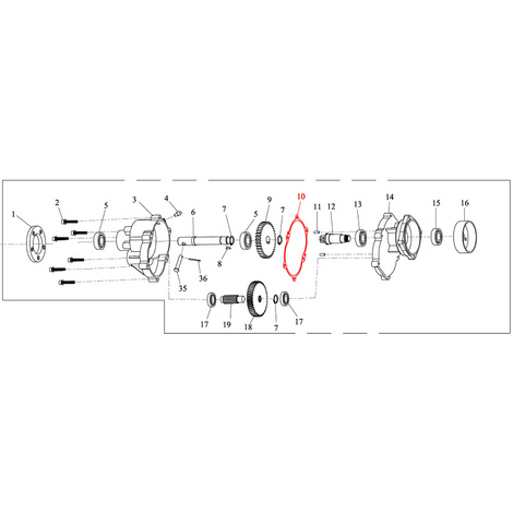 Guarnizione x mototrivella 6118900 codice esploso n. 10 - in rosso -