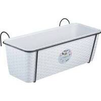 Cassetta + riserva +balconiera natural stefanplast - Pp rattan bianco cm 50x18 h.cm 16