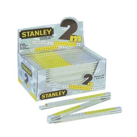 Doppiometro  legno  stanley - Bianco/giallo  decimetri  rossi  mt  2  0-35-458