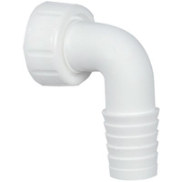 Portagomma curvo + ghiera scarico lavatrice - Pp bianco mm 17/22x1