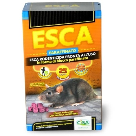 Esca block topicida paraffinato 300g per esterno. colore esca : rosso