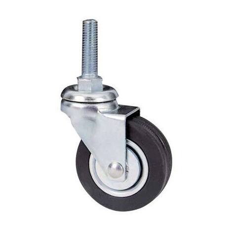Ruota  a  forcella  girevole  perno  filettato  160b  avo - A/zincr/gomma  nera  d.mm  40x18  f.ma  8x30