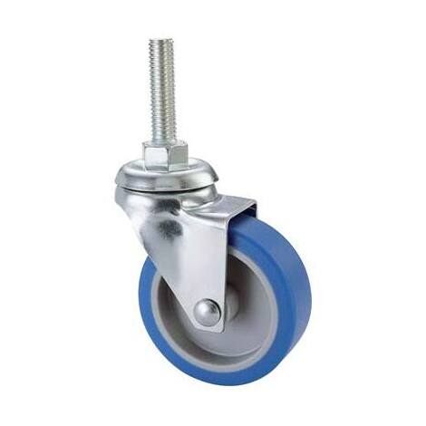 Ruota  a  forcella  girevole  perno  filettato  221b  avo - A/zincr/gomma  blu  f.ma  8x30  d.mm  40x18