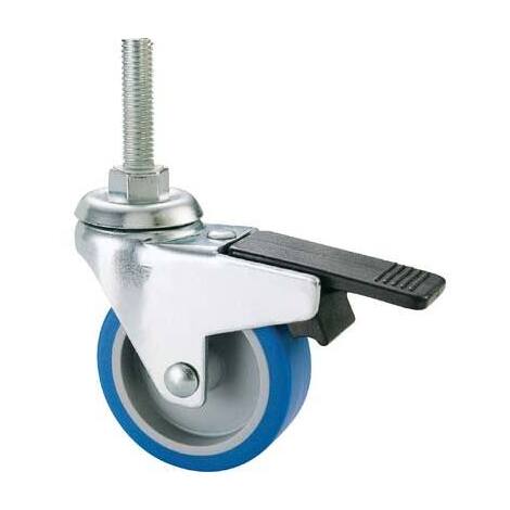 Ruota  a  forcella  girev+fermo  perno  fil  221bisb  avo - A/zincr/gomma  blu  f.ma  8x30  d.mm  40x18