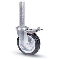 Ruota a forcella tubi innocenti +fermo 103bi avo - A/zincr/gomma nera mm 200x50 perno gir mm 40x190