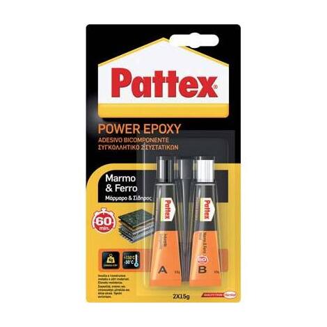 Pattex  power  epoxy  marmo  e  ferro  60  min - Tubetto  2xml  15