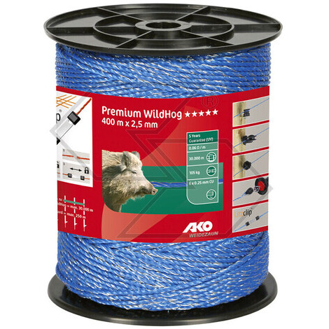 Corda per recinzioni Premium WildHog - 400 m -   3 mm