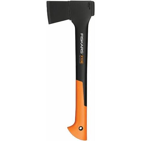 Fiskars Ascia da taglio X10-S, Rivestimento antiaderente, Lama in acciaio di alta qualit /Manico resistente in fibra di vetro, Nero/Arancione, Lunghezza: 44 cm, 1015619