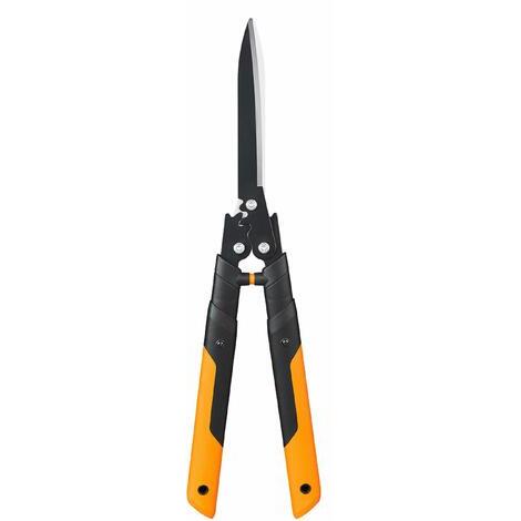 Fiskars Cesoie per siepi, Sistema a ingranaggi PowerGear X, Rivestimento antiaderente, Lame in acciaio di alta qualit , Lunghezza: 63 cm, Nero/Arancione, HSX92, 1023631