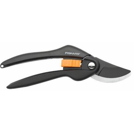 Fiskars Forbici da potatura bypass SingleStep P26, Lunghezza: 20 cm, Lame in acciaio di alta qualit  con rivestimento antiadente, Nero/Arancione, 1000567