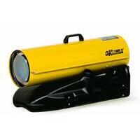 Generatore con bruciatore automatico gasolio , potenza 21,4 Kw/h Termostato di sicurezza Controllo elettronico di fiamma . Serbatoio 17lt Consumo 1,69Kg/h Ventilatore con portata aria 350m3/h. Peso 23kg