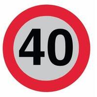 Limite di velocità 40 Km/h adesivo, Ø 200 mm. Protetto da pellicola rifrangente cl.2