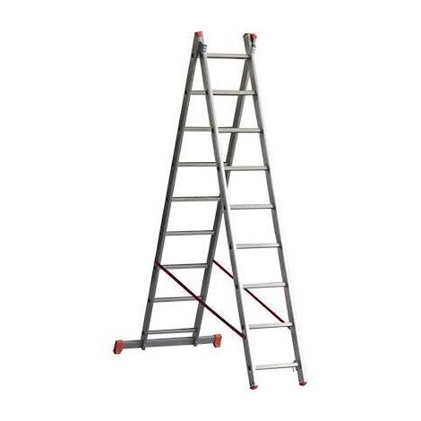Scala  parallela  2  rampe  orange  2  marchetti - Alluminio  en  131  h.cm  295/500  pioli  2x11