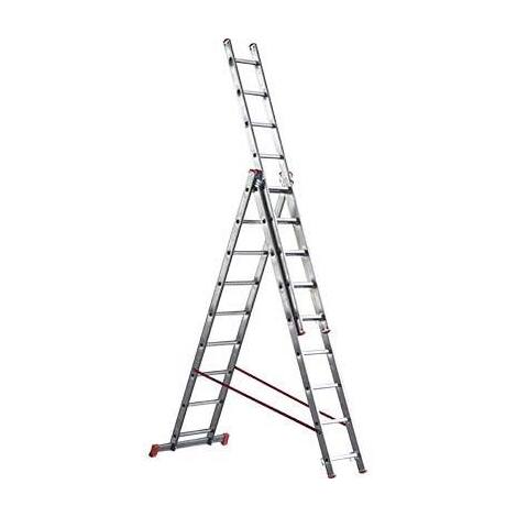 Scala  parallela  3  rampe  orange  3  marchetti - Alluminio  en  131  h.cm  295/500/660  pioli  3x11