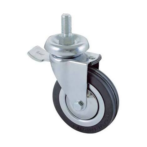 Ruota  a  forcella  girev  p.filett  +fermo  155bisb  avo - A/cromato/gomma  nera  d.mm  100x24  f.ma  12x30