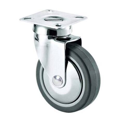 Ruota  a  forcella  girevole  220c  avo - A/zincr/gomma  grigia  d.mm  60x23  p.mm  60x60