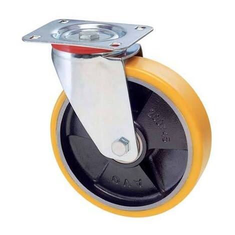 Ruota  a  forcella  girevole  22  avo - A/zincr/pol.gial  d/ghisa  d.mm  125x25  p.mm  100x85