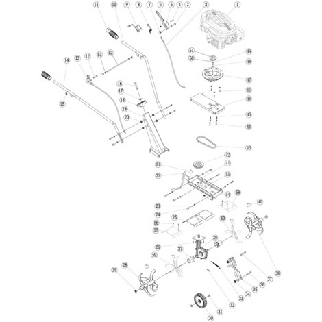 Cavo frizione motozappa z-173 burg codice esploso telaio n.2