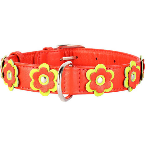 18-21 cm x 9 mm collare fiori per cane cani rosso in pelle collarino cani fibbia