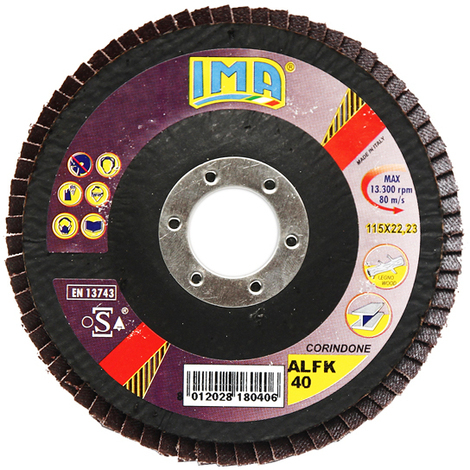 1 pz - grana 40 - 115 mm disco lamellare abrasivo corindone smerigliatrice  ima 9873804