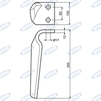 Dente DX adattabile AGROMEC, ALPEGO, MASCHIO, ORTOLAN, SOVEMA, TORTELLA, VIGOLO, BREVIGLIERI