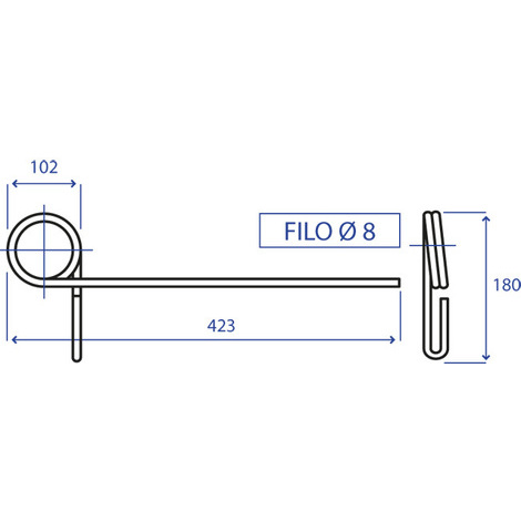 Dente strigliatore lungo 420 mm. filo 8