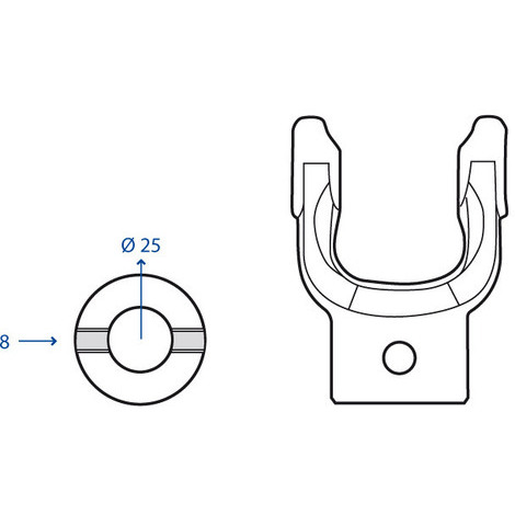 FORCELLA T10 FORO CIL.D.25 FORO SPINA 8