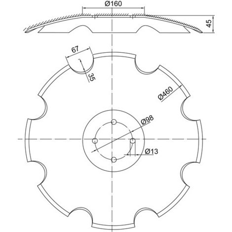 DISCO FRANG.DENTATO 4 FORI D.460 SP.5MM