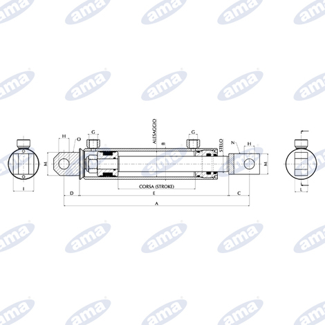 Cilindro idraulico 040X020X0050 con forcelle