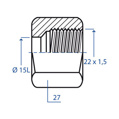 DADO DIN T.15 L F.22X1,5