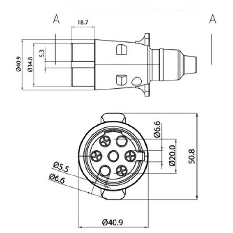 SPINA A 7 POLI IN ALLUMINIO 12V