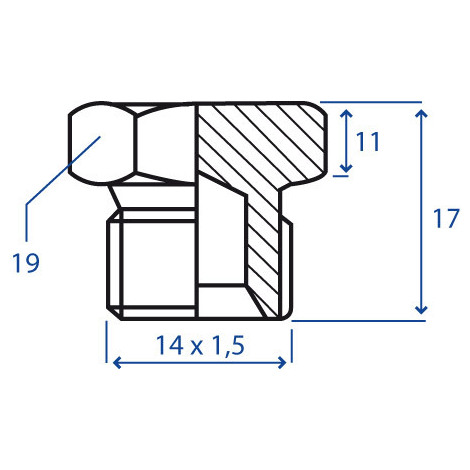 TAPPO ESAGONALE MASCHIO 14X1,5