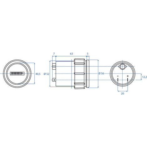 CONTAORE ELETTRONICO 12-24 V D.52MM