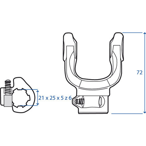 FORCELLA ATTACCO 21X25X5 Z6 PULS.C. 72