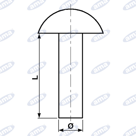 Ribattino testa tonda misura mm 6 X 18