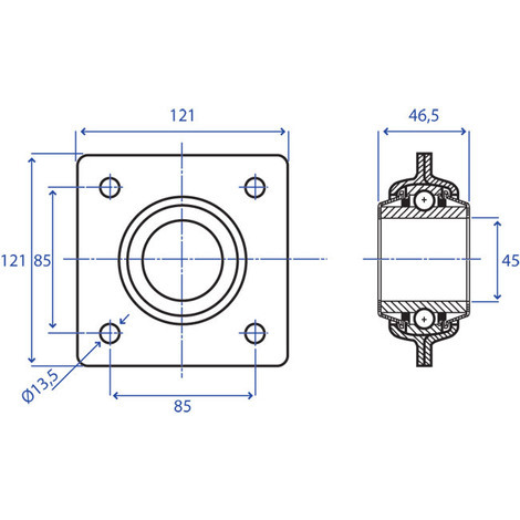 SUPPORTO FRANG.FORO CUSCINETTO 45 MM