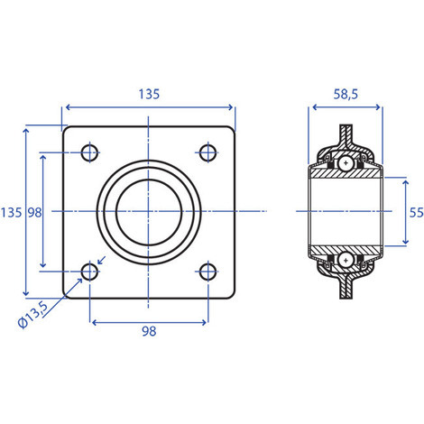 SUPPORTO FRANG.FORO CUSCINETTO 55 MM