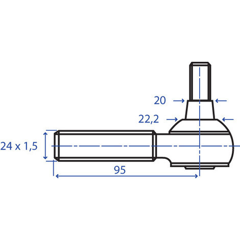 TESTINA STERZO L95 M24X1,5DX C20,0/22,2
