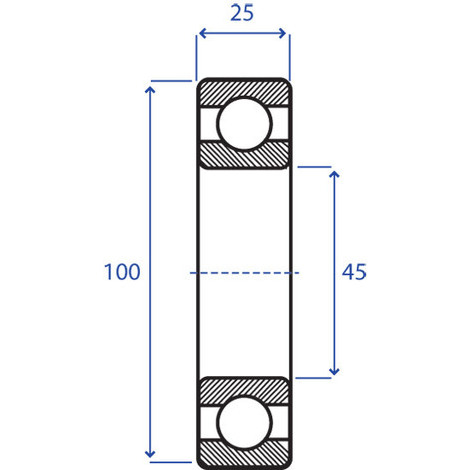 CUSCINETTO RADIALI 45X100 SP.25-6309 2RS