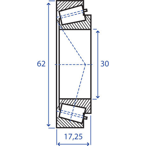 CUSCINETTO A RULLI 30X62 SP.17,25-30206