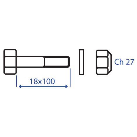 BULLONE+DADO CH.27 MAZZE M18X100 10.9