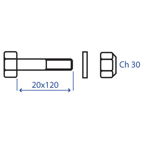 BULLONE+DADO CH.30 MAZZE M20X120 10.9