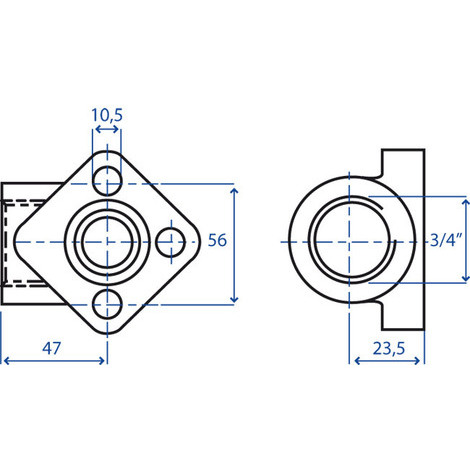 FLANGIA 3 FORI TUBO 3/4